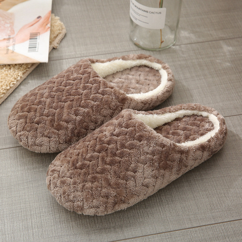 Cozy women indoor slippers in various colors, featuring plush material and anti-slip soles, perfect for autumn and winter wear.