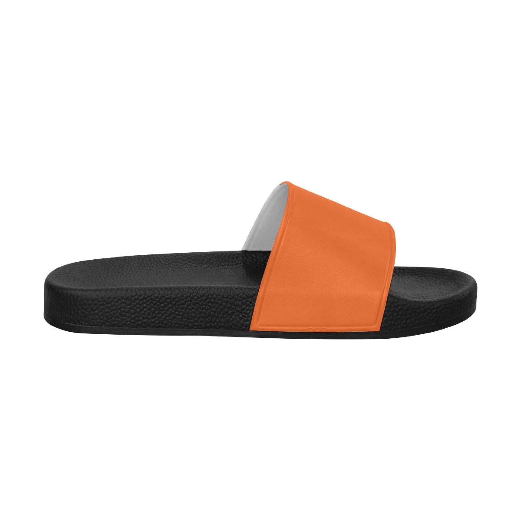 A pair of women's autumn orange slides with a soft foaming strap and open toe design, perfect for casual wear.
