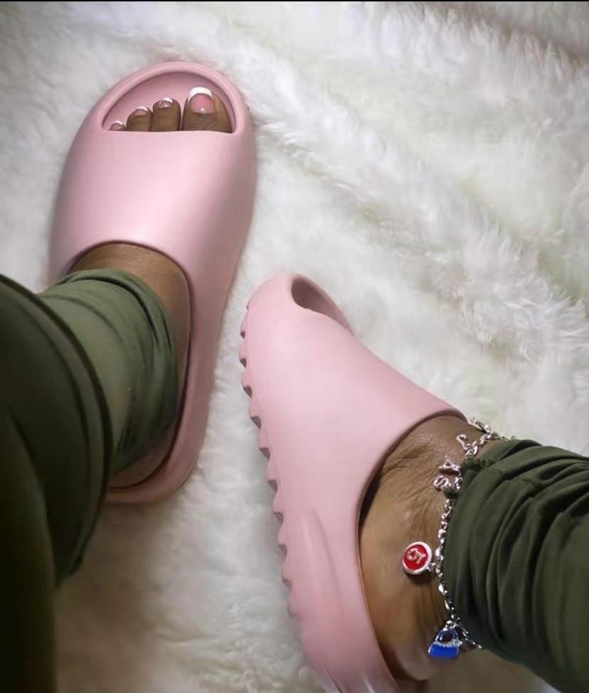 INS Pink Home Women Heel Slippers featuring a stylish pink design, made from durable EVA material, perfect for outdoor summer wear.