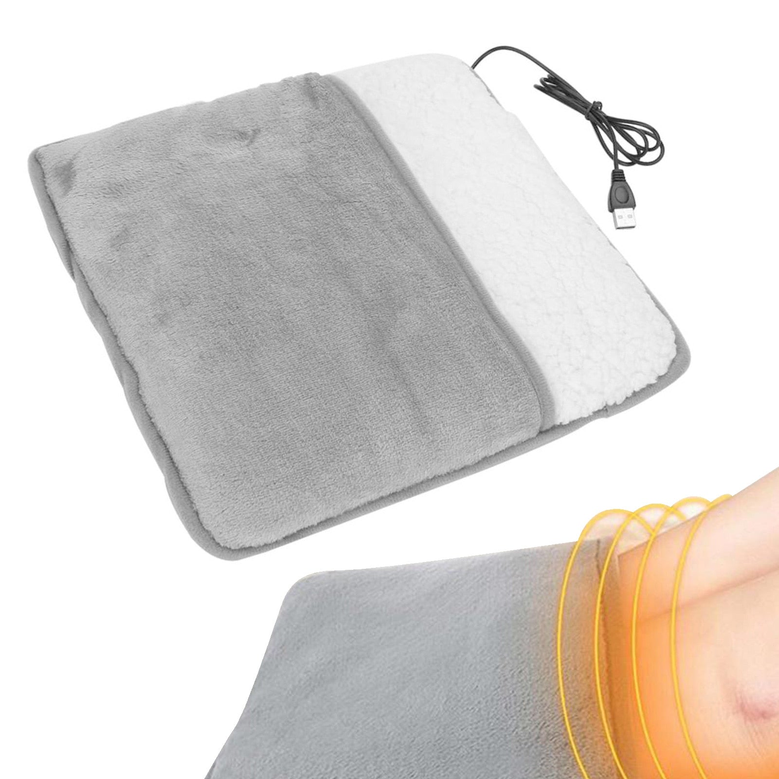USB electric heating pad for feet, made of silk plush fabric, featuring a pocket design for comfort and warmth during winter.