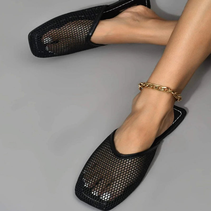 Stylish Mesh Mules Slippers in a trendy design, perfect for summer outings and beach days.