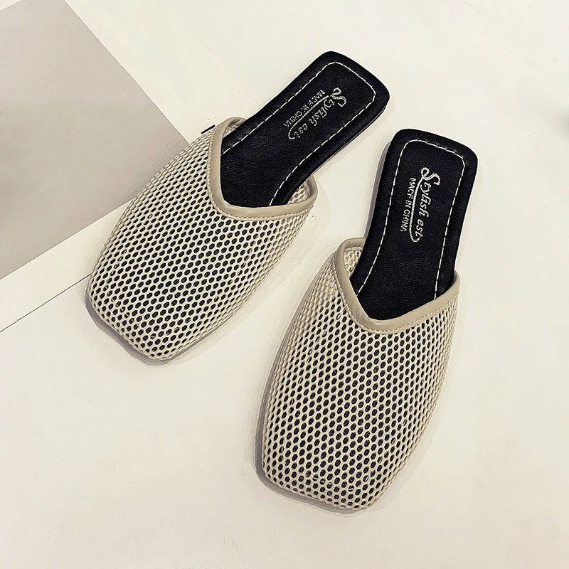 Stylish Mesh Mules Slippers in a trendy design, perfect for summer outings and beach days.