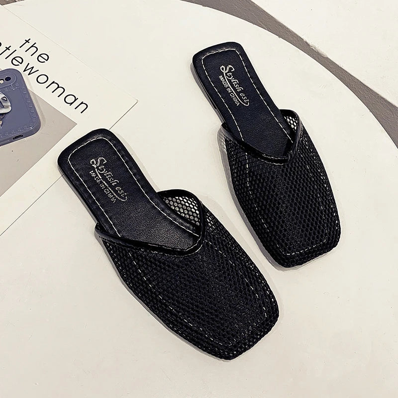 Stylish Mesh Mules Slippers in a trendy design, perfect for summer outings and beach days.
