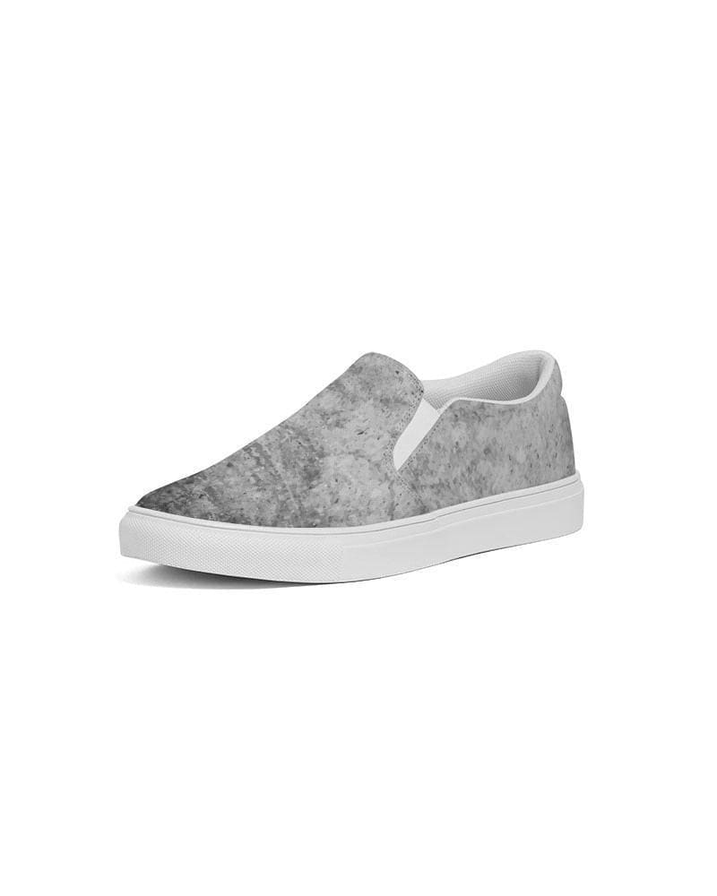 Men's grey low top slip-on canvas sports shoes with elastic side accents and padded collar, perfect for casual wear.