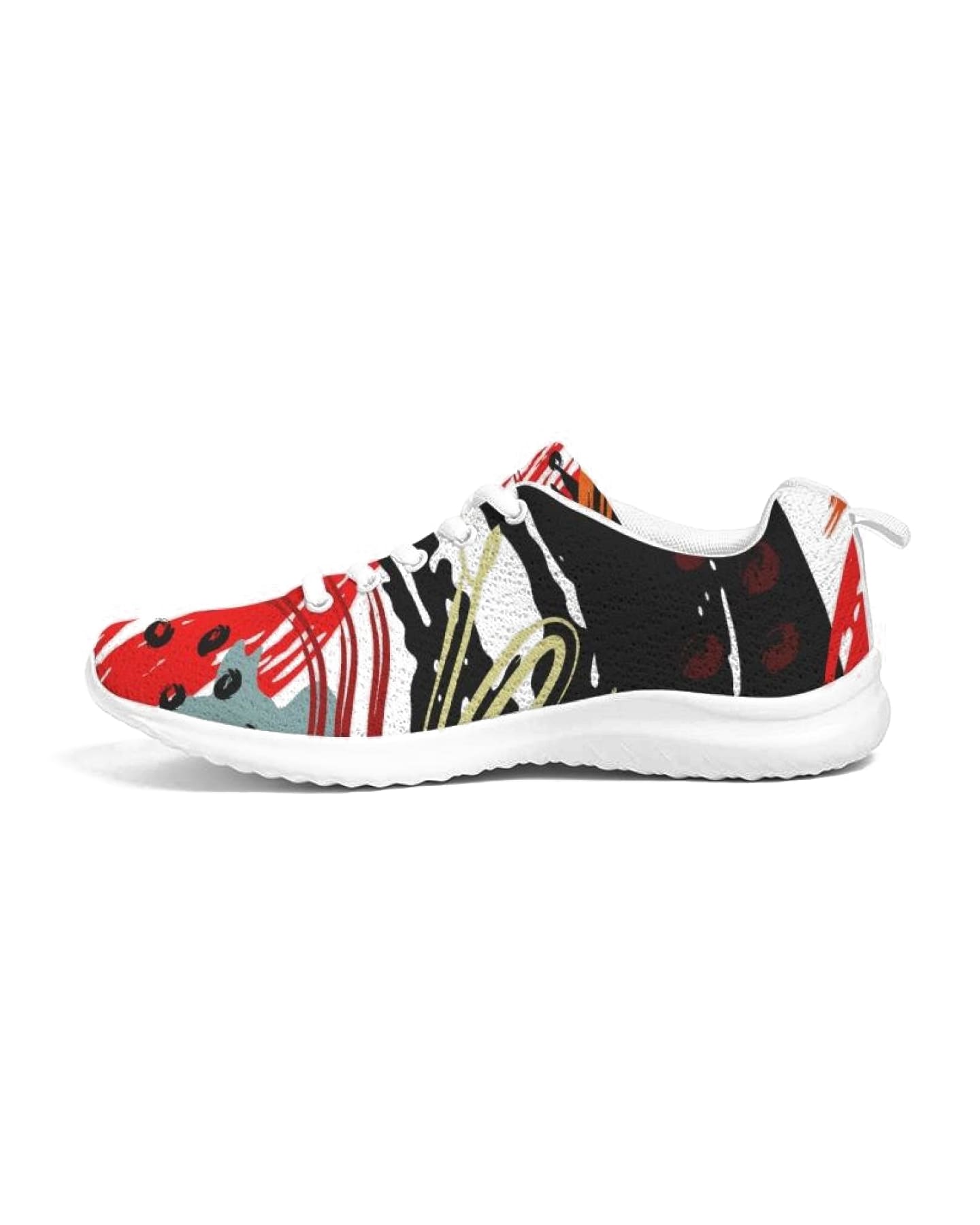 Multicolor low top canvas running shoes for men, featuring a lace-up front, breathable lining, and padded collar for comfort.