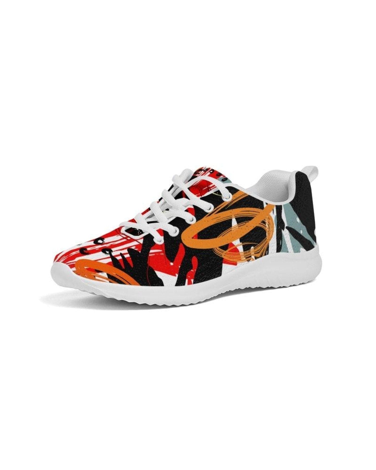 Multicolor low top canvas running shoes for men, featuring a lace-up front, breathable lining, and padded collar for comfort.
