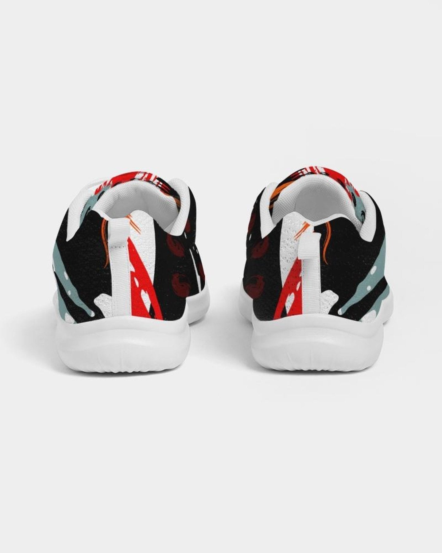 Multicolor low top canvas running shoes for men, featuring a lace-up front, breathable lining, and padded collar for comfort.