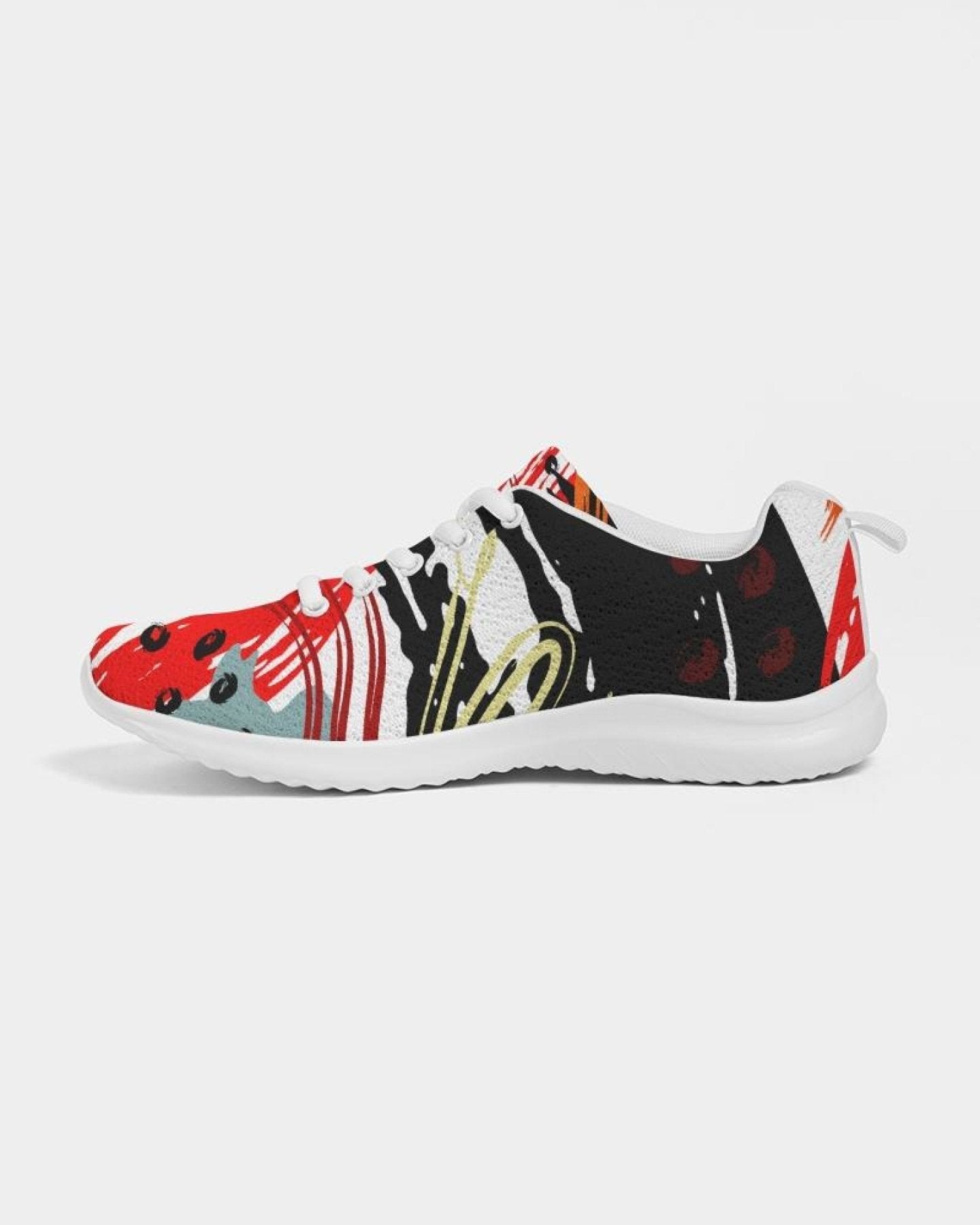 Multicolor low top canvas running shoes for men, featuring a lace-up front, breathable lining, and padded collar for comfort.