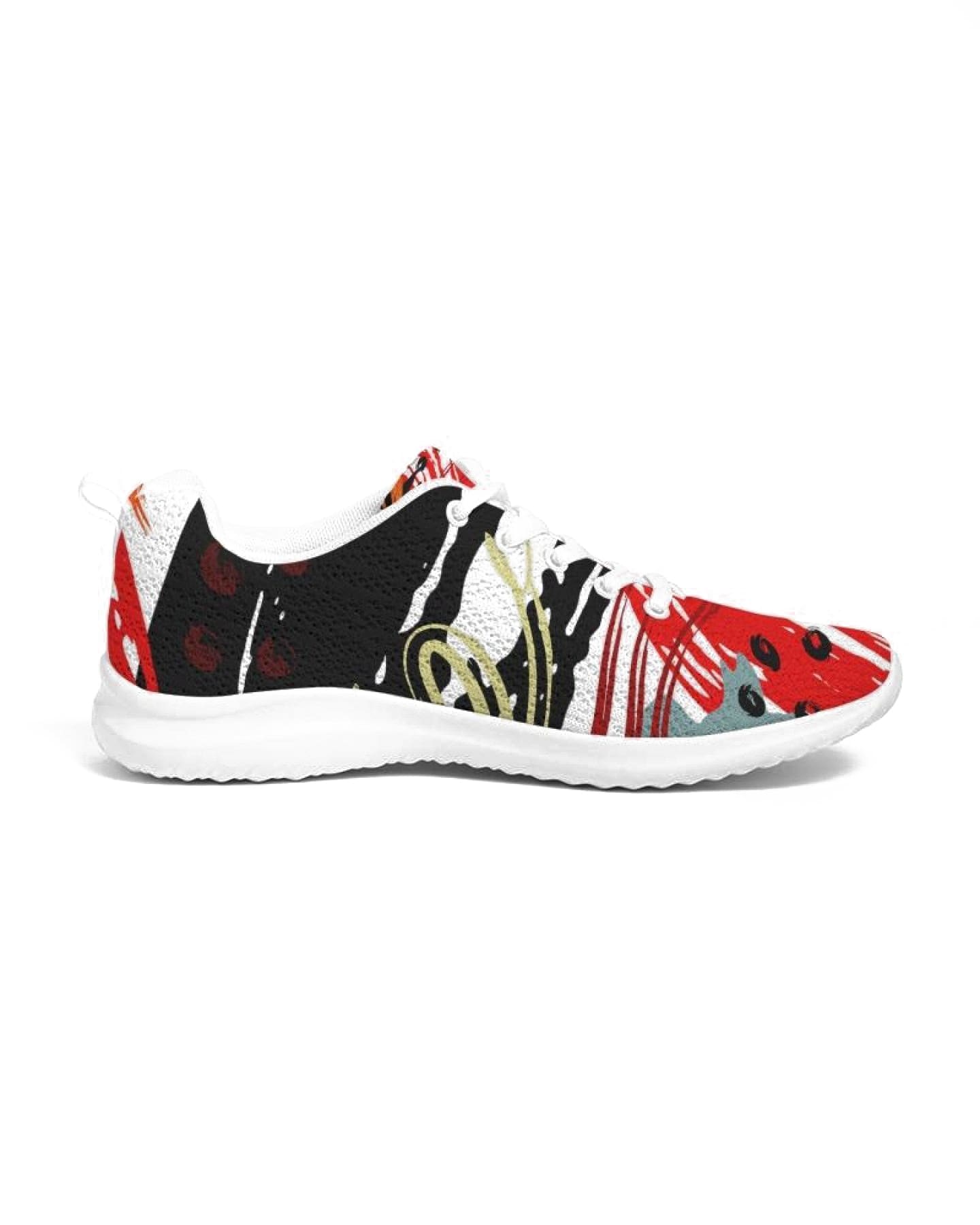 Multicolor low top canvas running shoes for men, featuring a lace-up front, breathable lining, and padded collar for comfort.