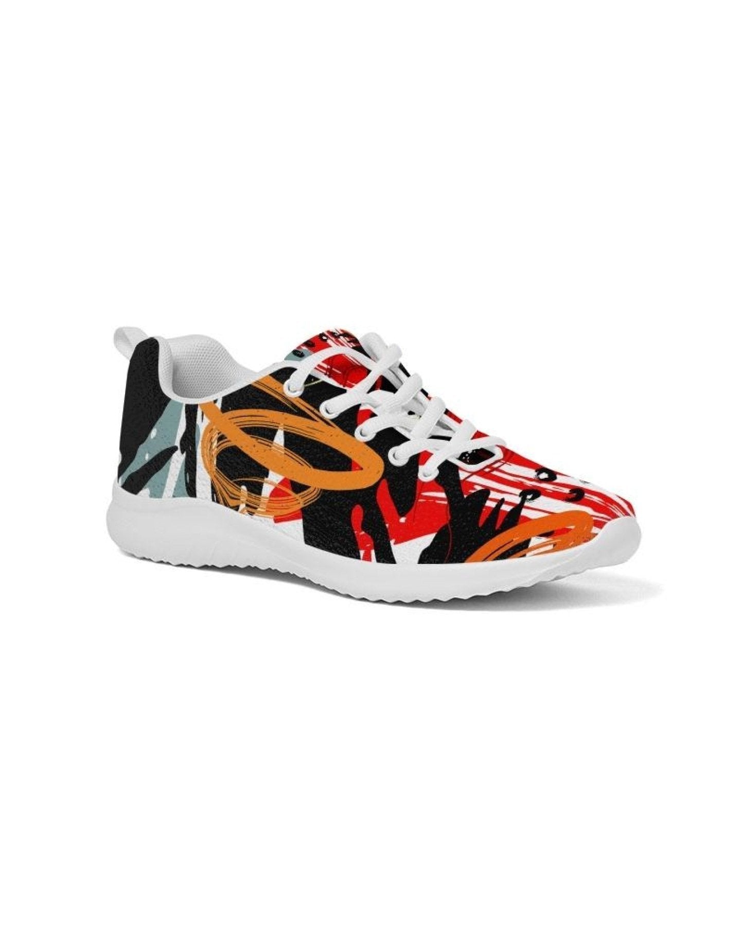 Multicolor low top canvas running shoes for men, featuring a lace-up front, breathable lining, and padded collar for comfort.
