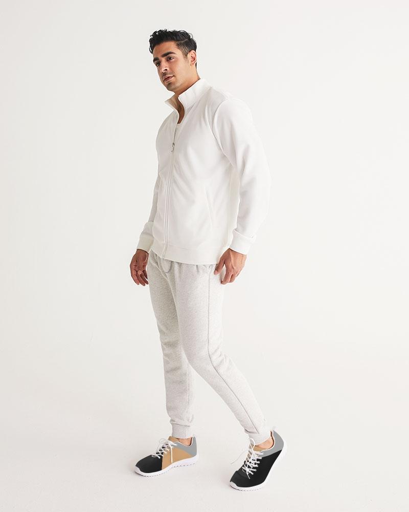 Mens Sneakers in tricolor design, featuring a low top canvas style, lace-up front, and padded collar for comfort.