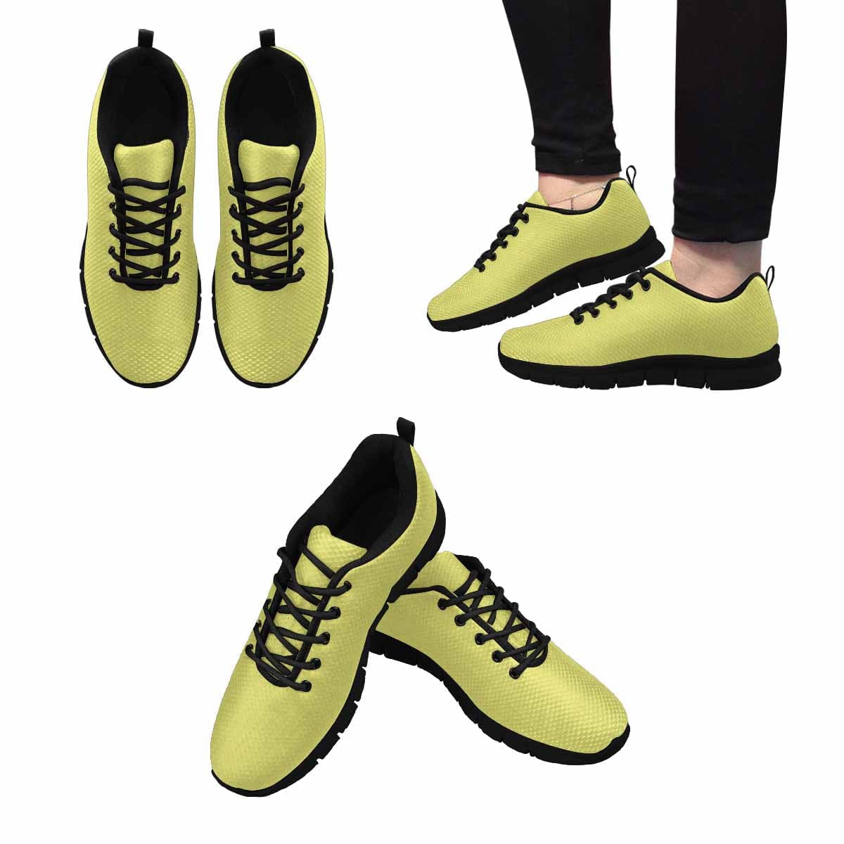 Honeysuckle Yellow Sneakers for Men, showcasing a stylish design with breathable mesh and durable outsole, perfect for running and exercise.