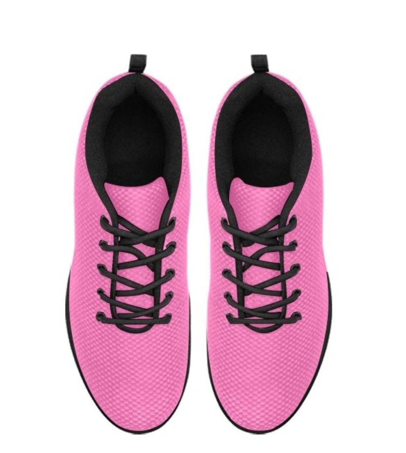 Hot pink and black women's sneakers designed for running and fitness, featuring a stylish plaid checker pattern and a non-slip sole.