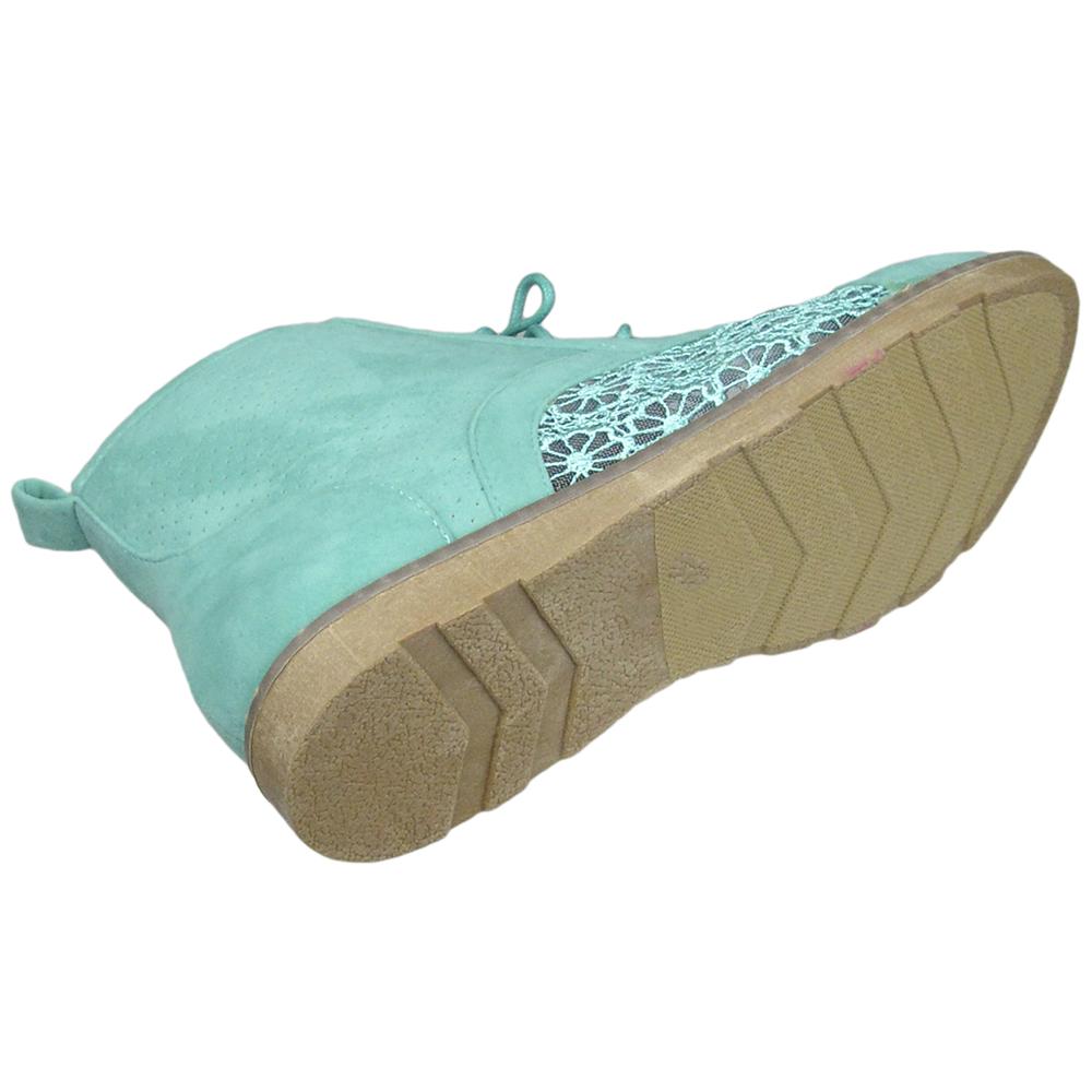 SOBEYO Women's Booties in green with embroidered flowers and lace-up design, showcasing trendy high-top ankle style.