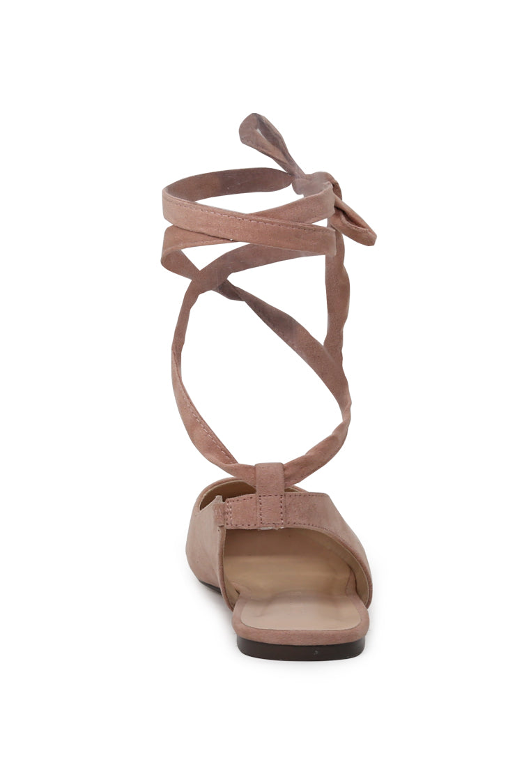 Stylish Ankle Strap Lace-Up Sandals with a flat heel and lace-up back design, perfect for summer outfits.
