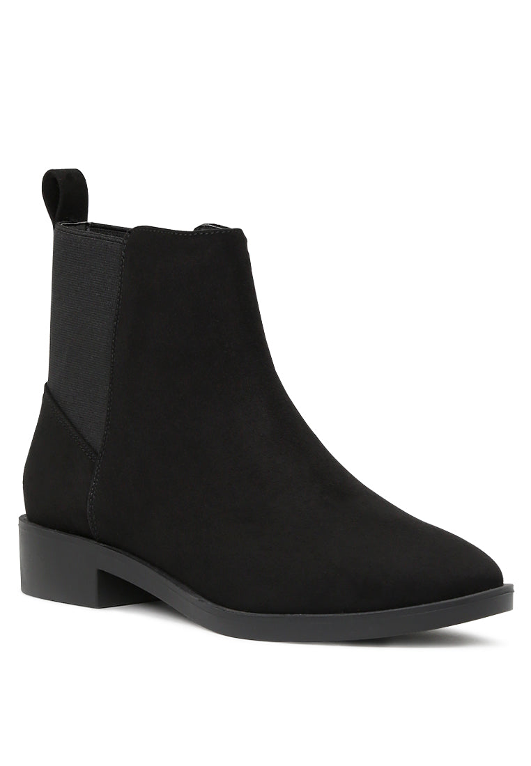 Chic Bunny Chelsea Boots with block heel and elasticated gussets, perfect for stylish outfits.