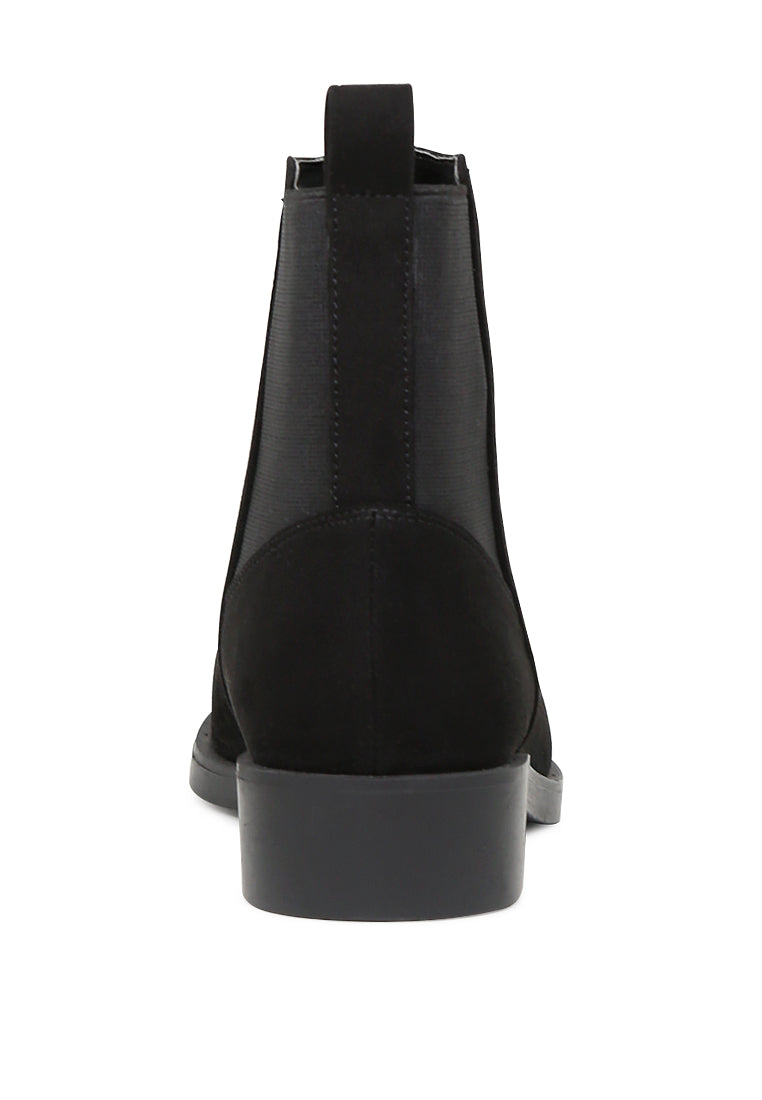 Chic Bunny Chelsea Boots with block heel and elasticated gussets, perfect for stylish outfits.