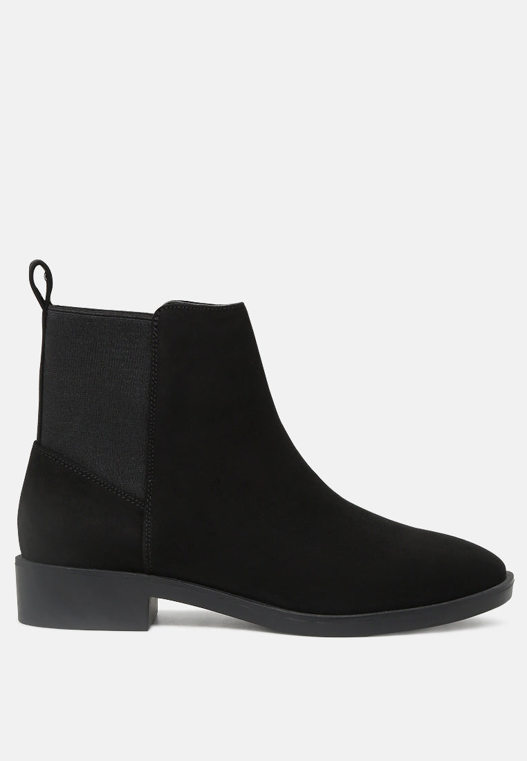 Chic Bunny Chelsea Boots with block heel and elasticated gussets, perfect for stylish outfits.