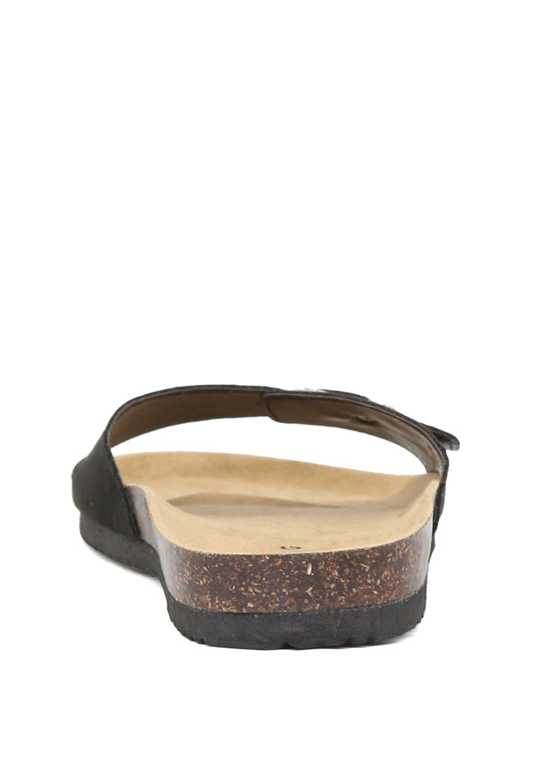 Candy Comfort Sliders featuring an adjustable toe strap, stylish open toe design, and flat heel for ultimate comfort.