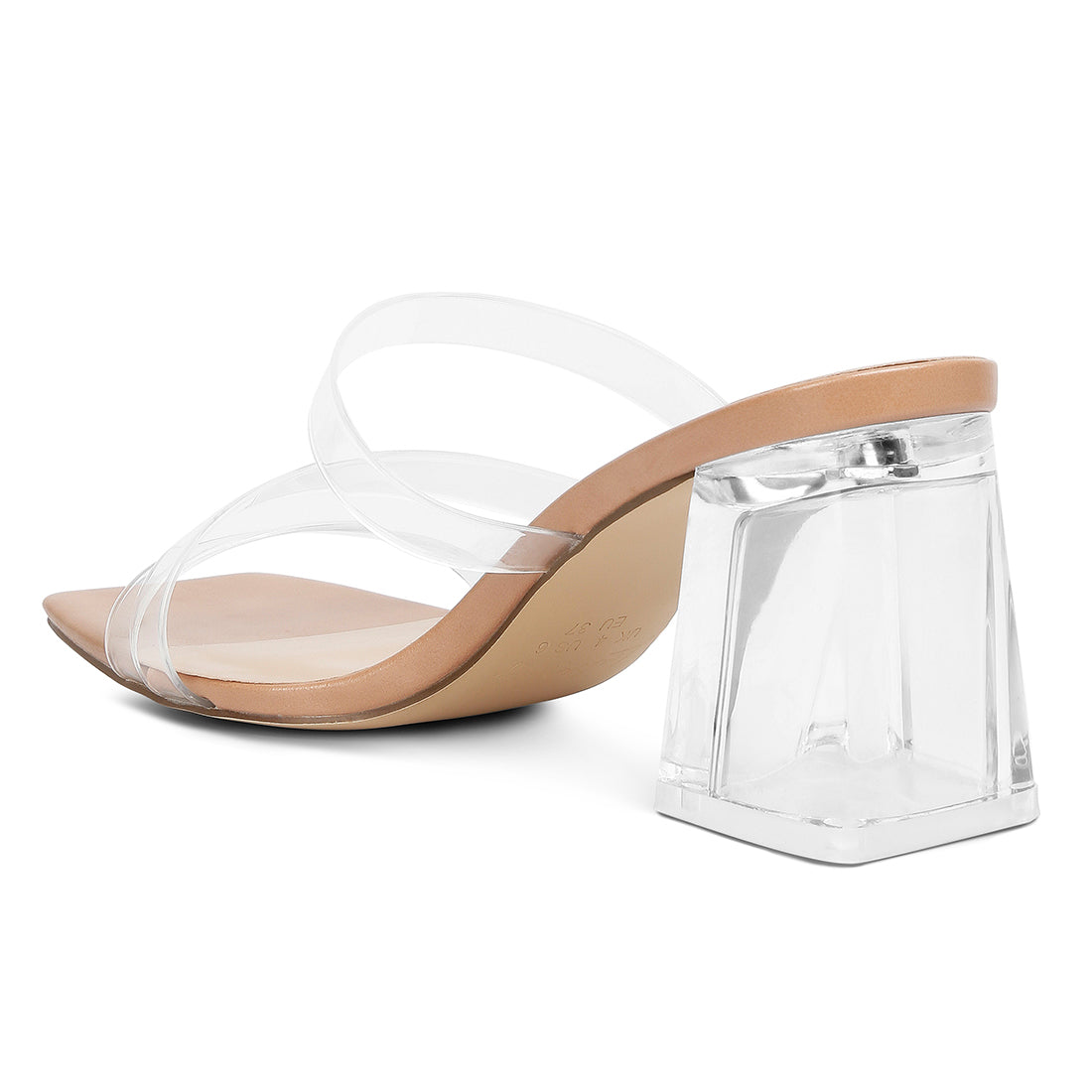 Chartz Multiple Straps Clear Heel Sandals featuring clear straps, transparent heels, and a metallic base, perfect for casual outings.