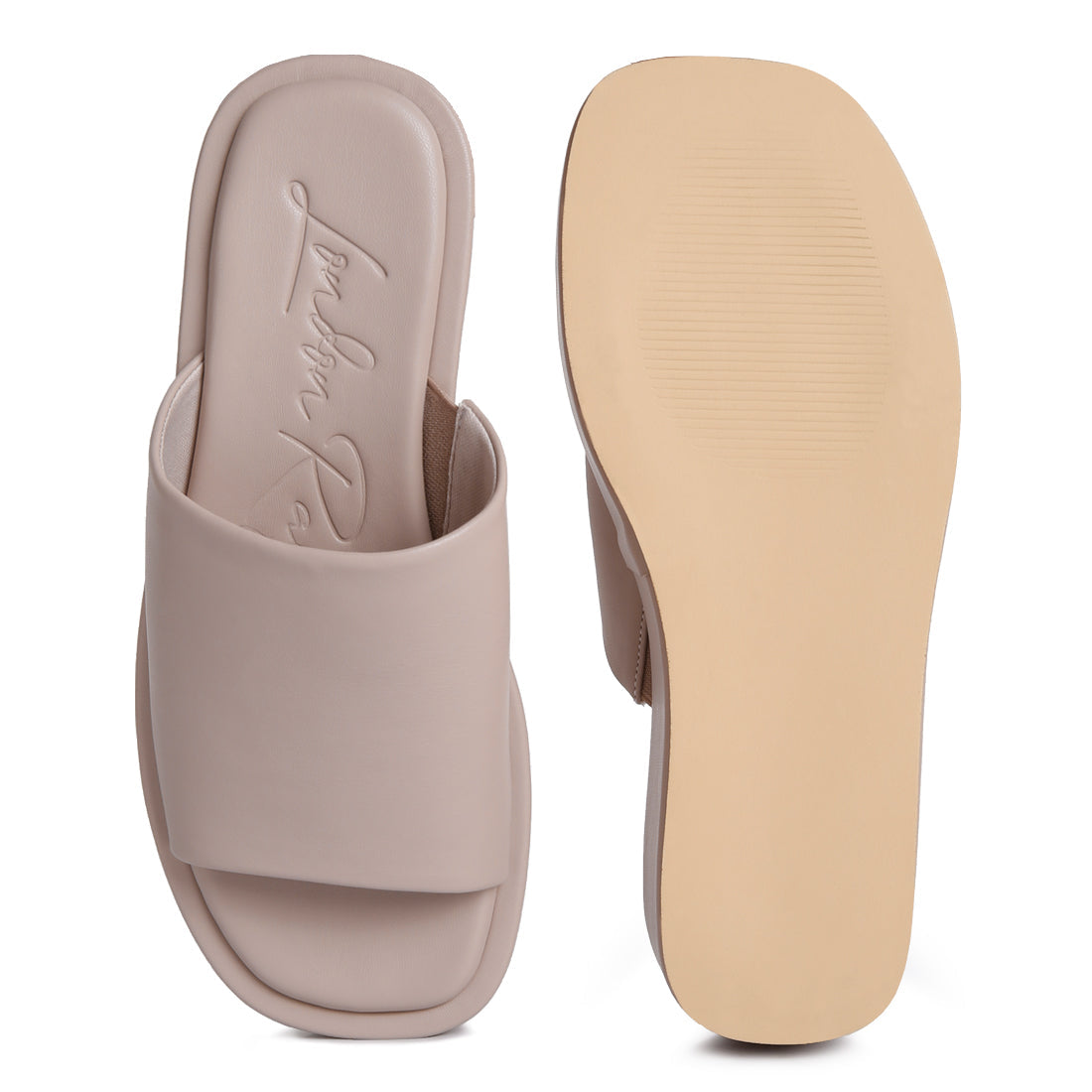 Chomper Black Platform Sliders featuring a thick strap vamp and soft cushion insoles, perfect for casual wear.