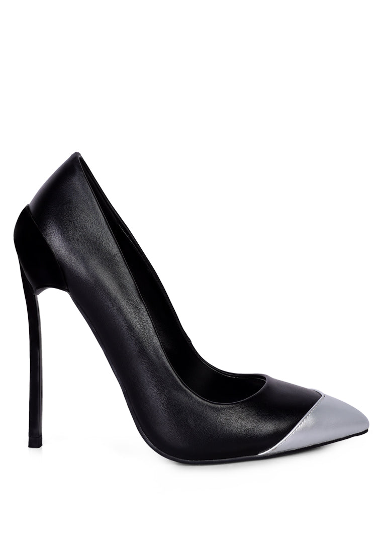 Elegant Cidra Silver Dip Stiletto Heels with a pointed toe and soft cushion insole, perfect for stylish occasions.