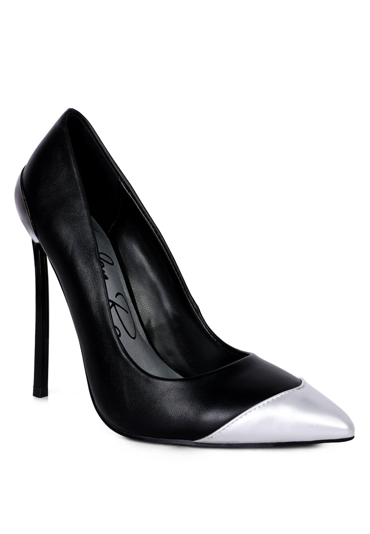 Elegant Cidra Silver Dip Stiletto Heels with a pointed toe and soft cushion insole, perfect for stylish occasions.