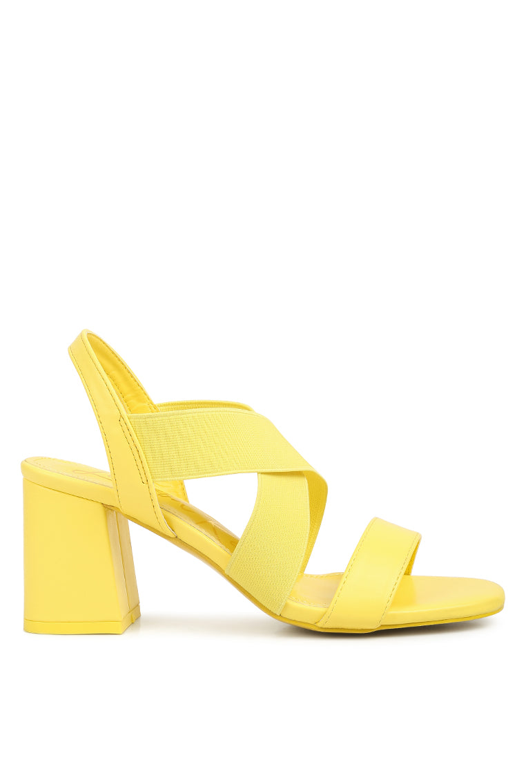 A pair of Comfortable Straps Block Heel Sandals featuring soft padded innersole, elasticated thick straps, and stylish block heels.