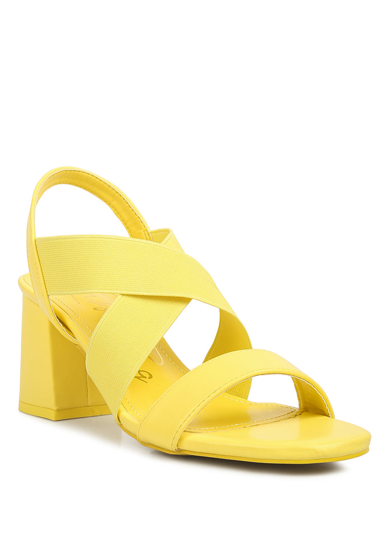 A pair of Comfortable Straps Block Heel Sandals featuring soft padded innersole, elasticated thick straps, and stylish block heels.