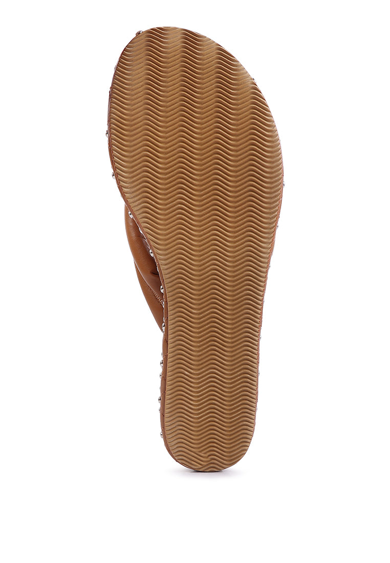 Cupcake Quilted Rhinestone Platform Sandals featuring a quilted design, cushioned straps, and metal ball studs on a chunky platform.