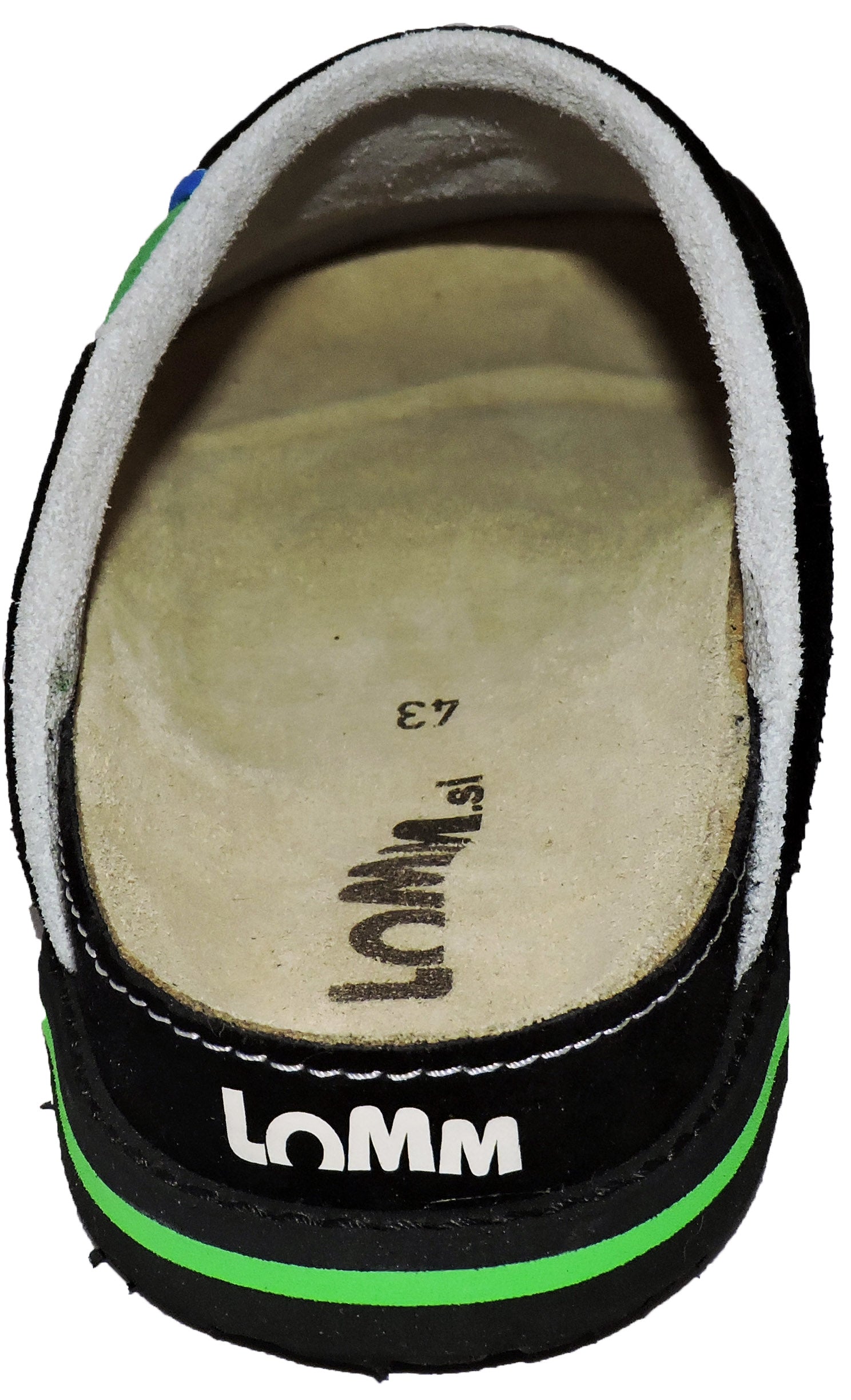 DemoTeam 3232 Pantoletten in schwarz/grün, sportlich und bequem, offizielles Modell des Slowenien Teams.