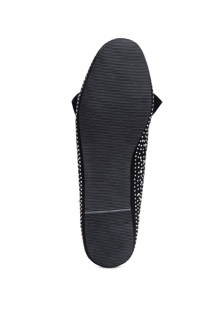 Dewdrops Embellished Casual Bow Loafers featuring rhinestone details and a chic bow, perfect for weddings and parties.