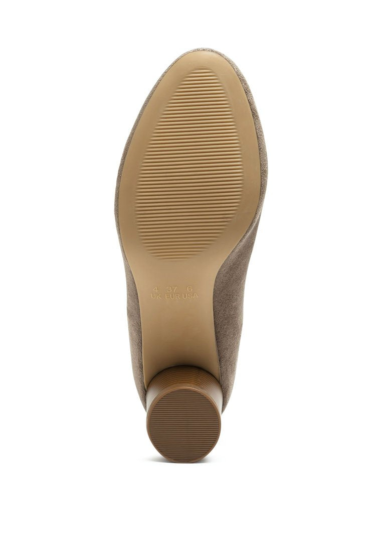 Emerson Micro Suede Ankle Boots featuring a stylish faux leather design with a block heel and back zipper.