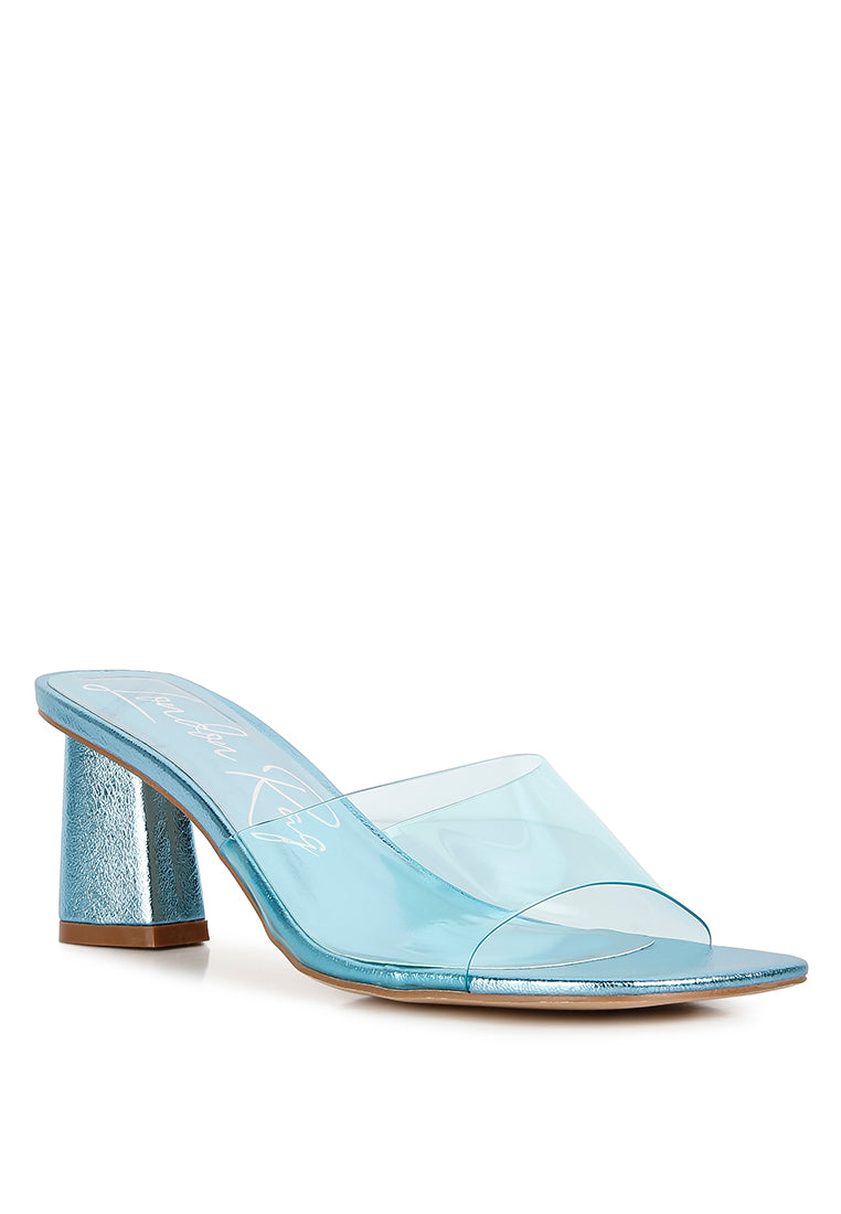 Eugnie Clear Straps Block Heel Sandals featuring a stylish square toe and clear strap design, perfect for casual and formal wear.