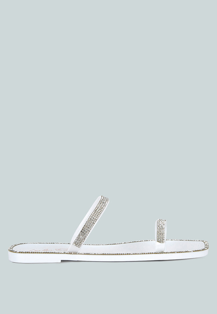 Fenta Diamante Detail Jelly Flats showcasing sparkling diamante studs and a stylish open square toe design.