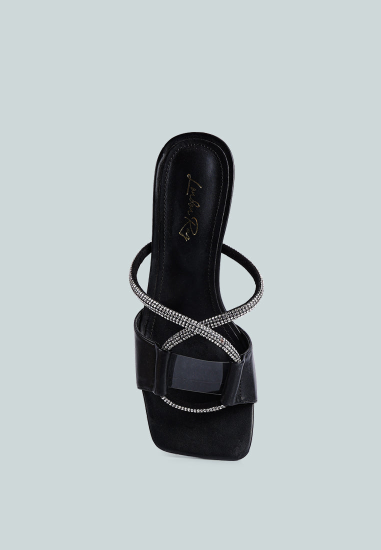 Fineapple Rhinestone Embellished Clear Sandals featuring a clear heel and rhinestone strap detail, perfect for weddings and special occasions.