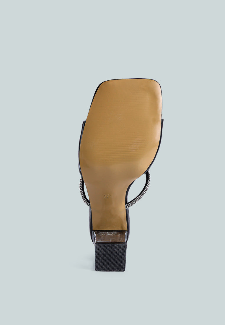 Fineapple Rhinestone Embellished Clear Sandals featuring a clear heel and rhinestone strap detail, perfect for weddings and special occasions.