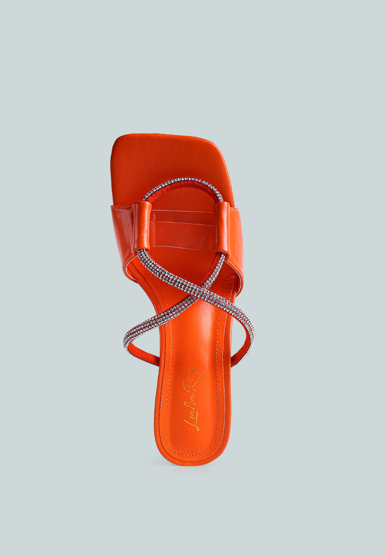 Fineapple Rhinestone Embellished Clear Sandals featuring a clear heel and rhinestone strap detail, perfect for weddings and special occasions.