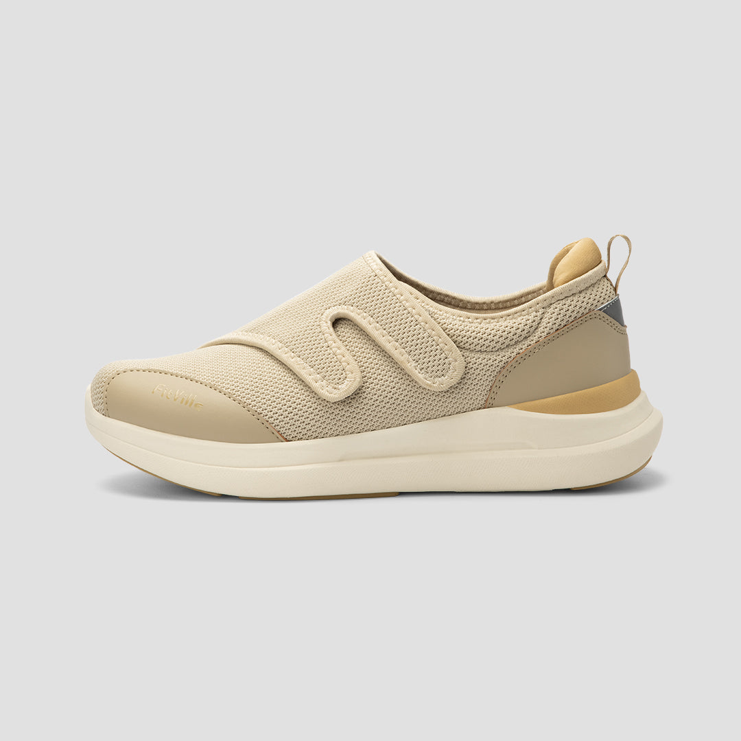 FitVille Men's EasyTop Diabetic Shoes V1 featuring adjustable Velcro straps, deep toe box, and cushioned sole for comfort.