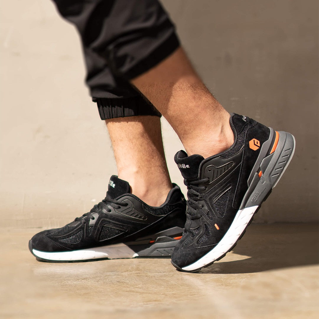 FitVille Men's Rebound Core Walking Shoes V1 showcasing a wide toe box, premium suede upper, and shock-absorbing soles for ultimate comfort.