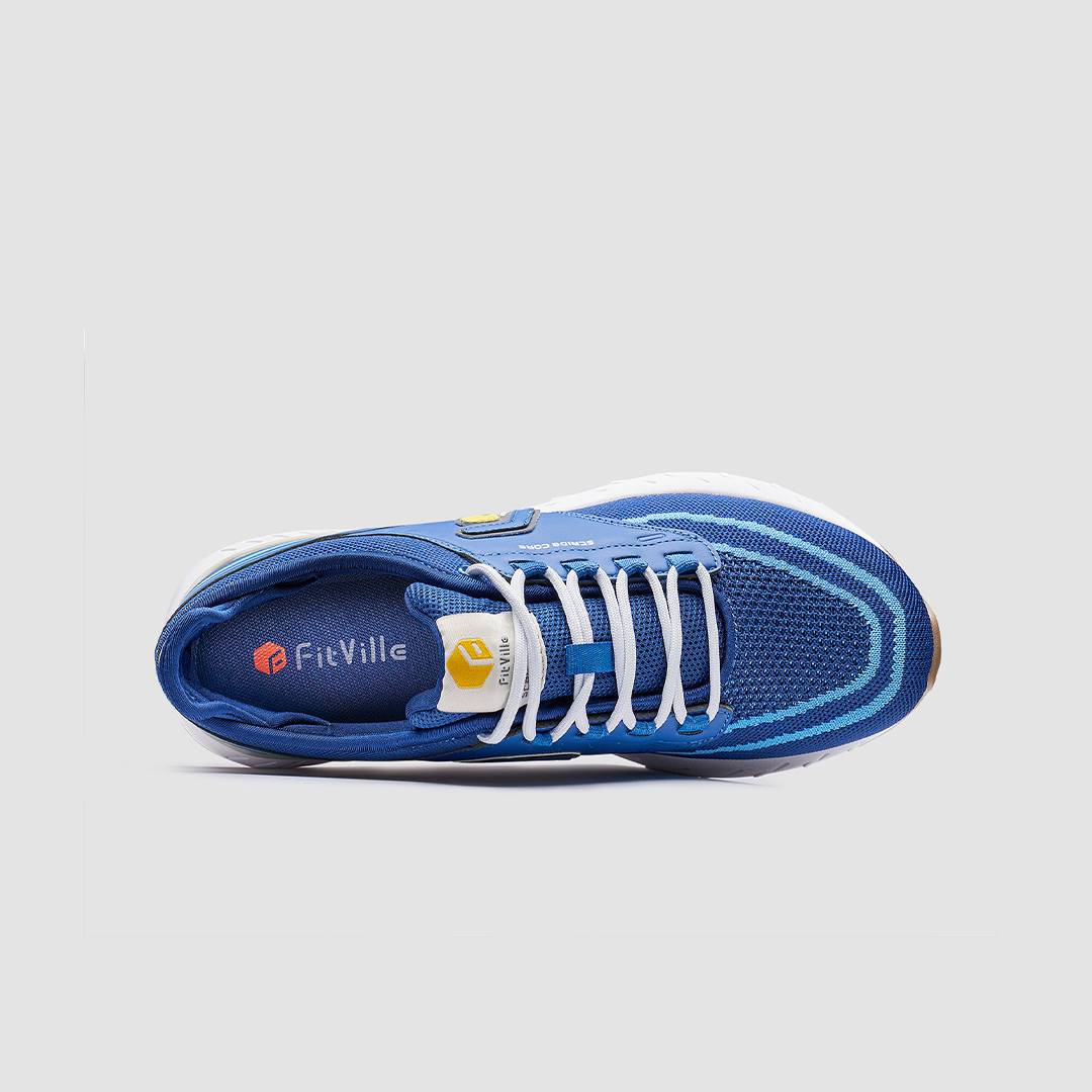 FitVille Men's Stride Core Running Shoes V3 showcasing a breathable Flyknit upper, wide toe box, and PropelCore™ sole technology.