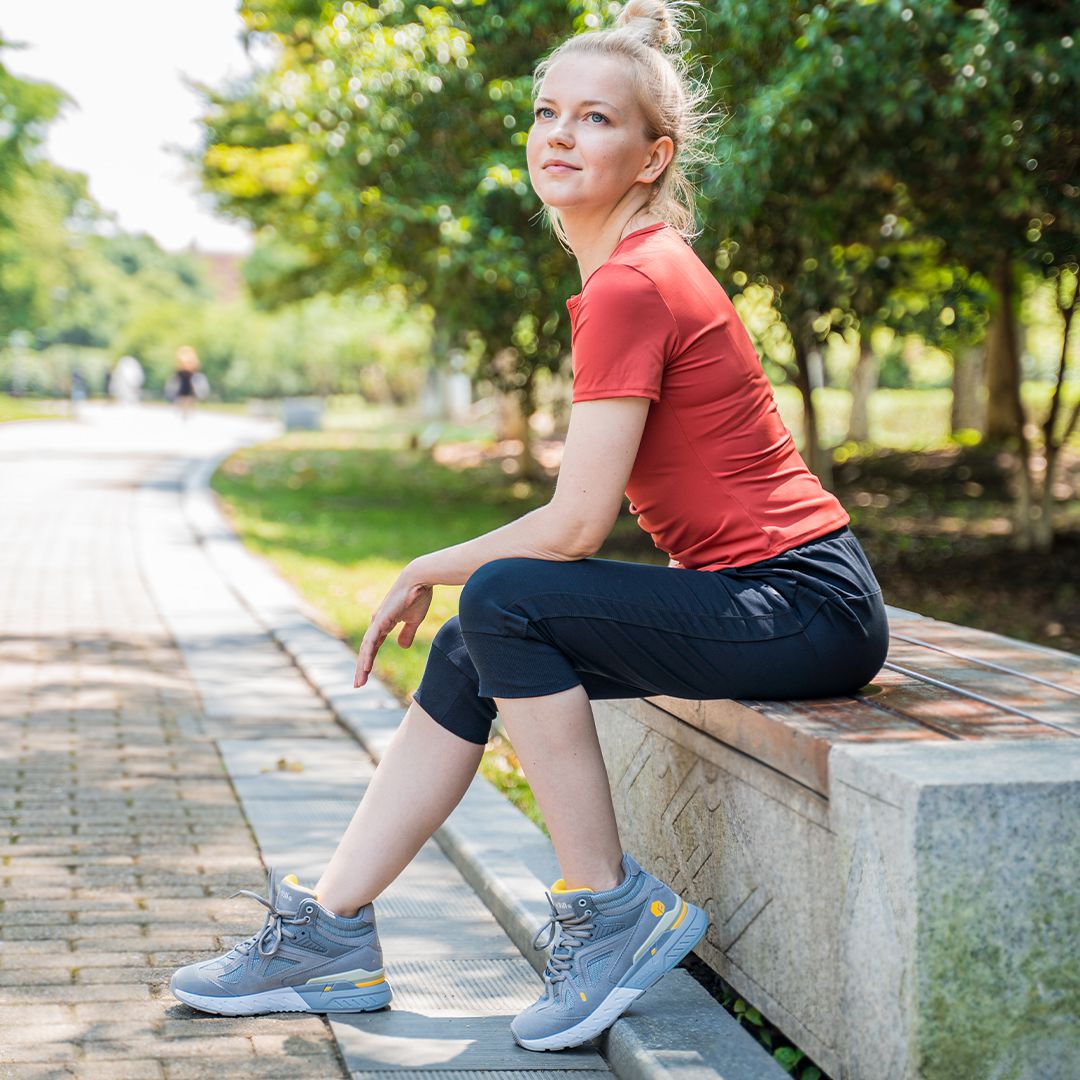 FitVille Women's High-top Rebound Core Walking Shoes V4 showcasing a stylish high-top design with premium suede material.