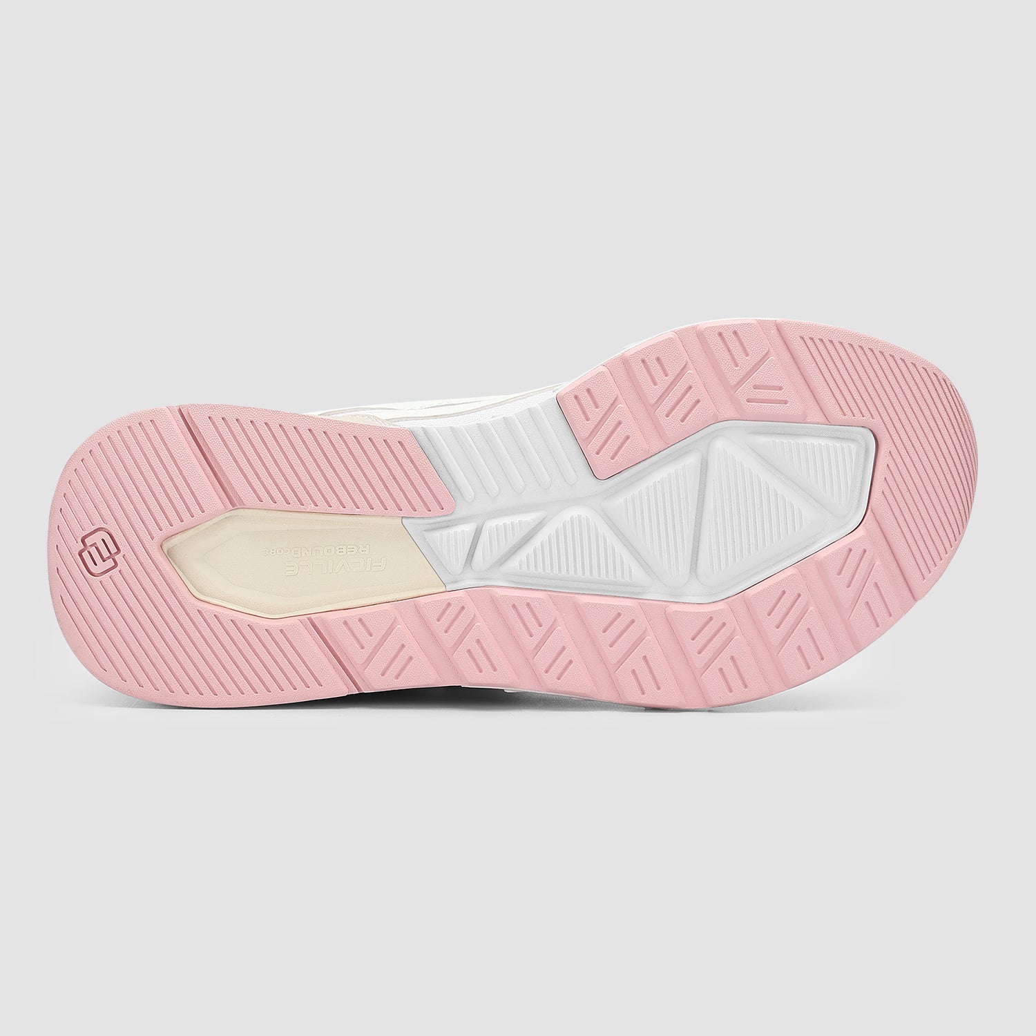 FitVille Women's Rebound Core V2 shoes featuring a light pink accent, Velcro strap closure, and a wide toe box for comfort.