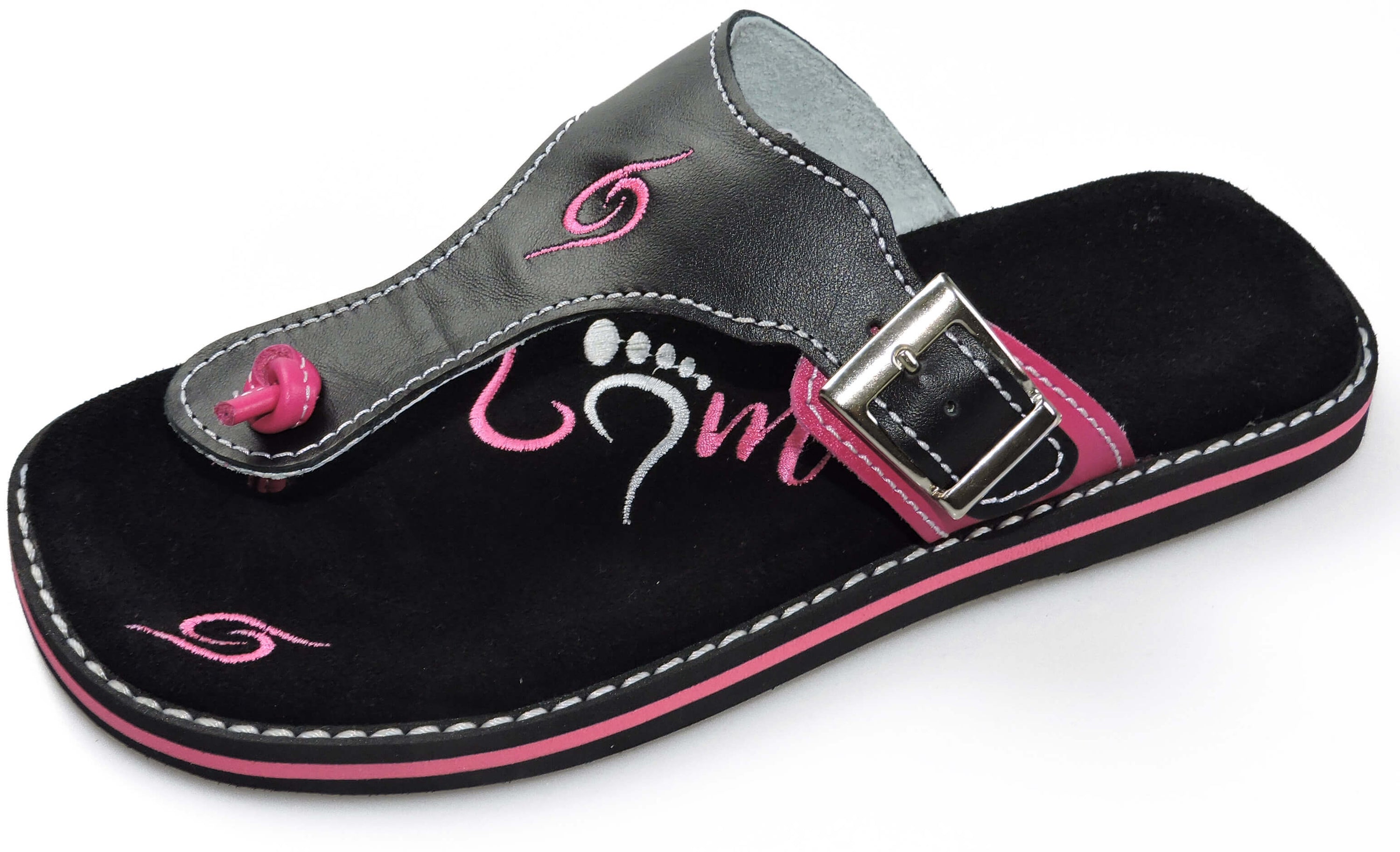 Stylish schwarz/rosa Flip-Flops 4051 with adjustable strap and anatomical footbed for comfort.