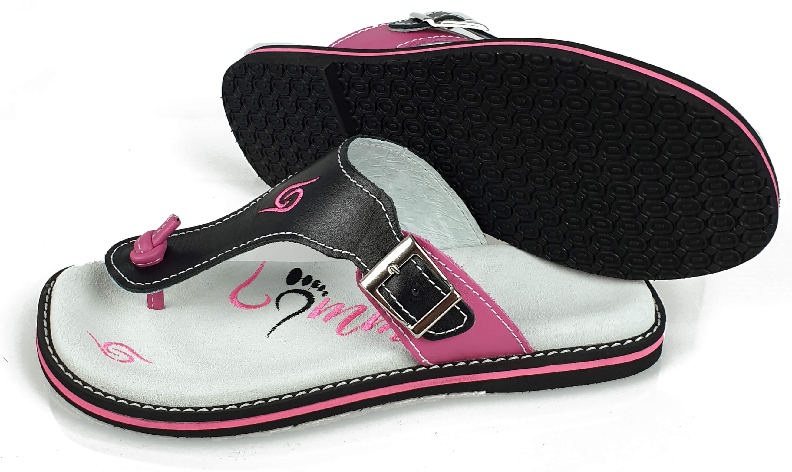 Stylish schwarz/rosa Flip-Flops 4051 with adjustable strap and anatomical footbed for comfort.