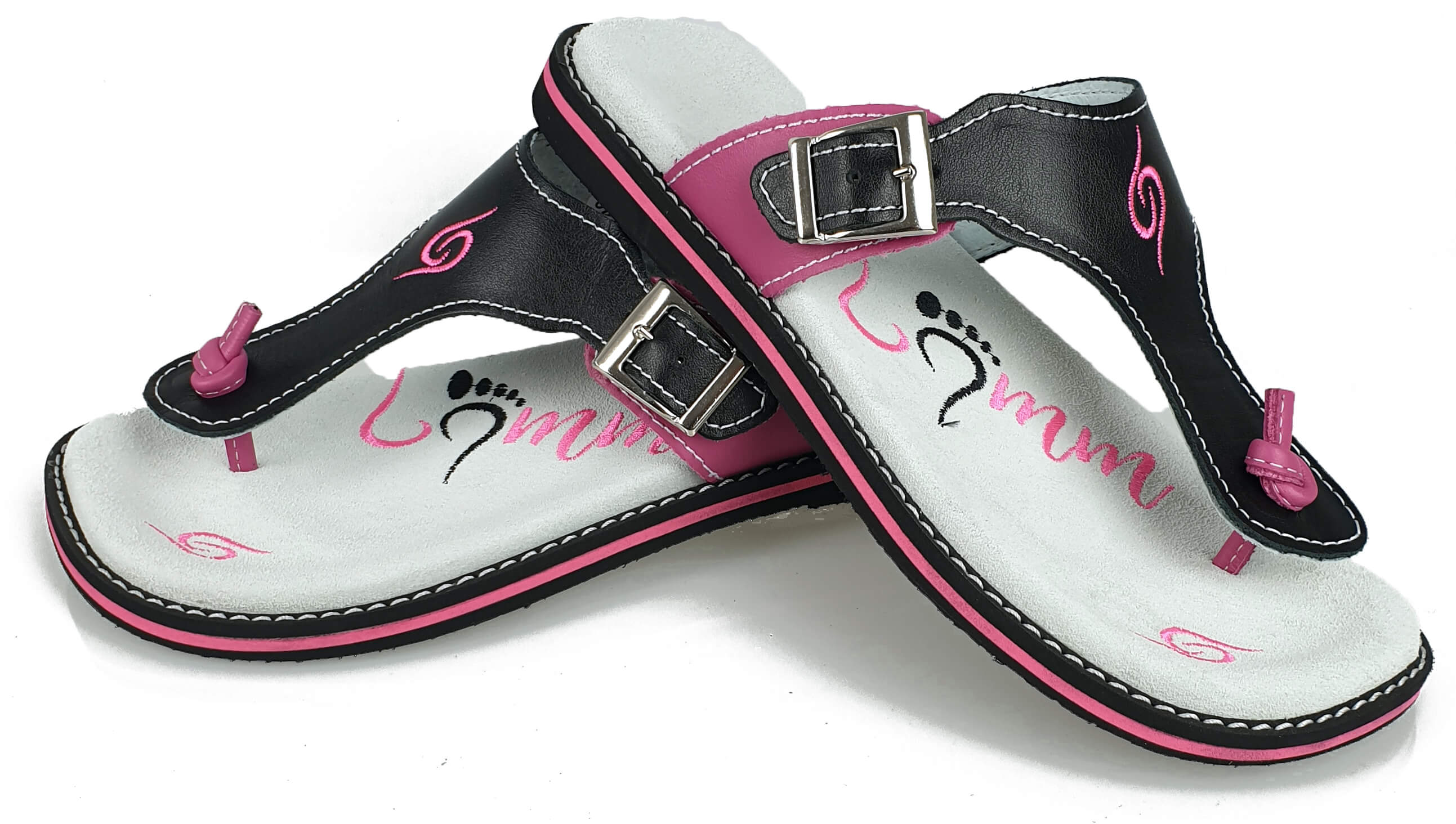 Stylish schwarz/rosa Flip-Flops 4051 with adjustable strap and anatomical footbed for comfort.