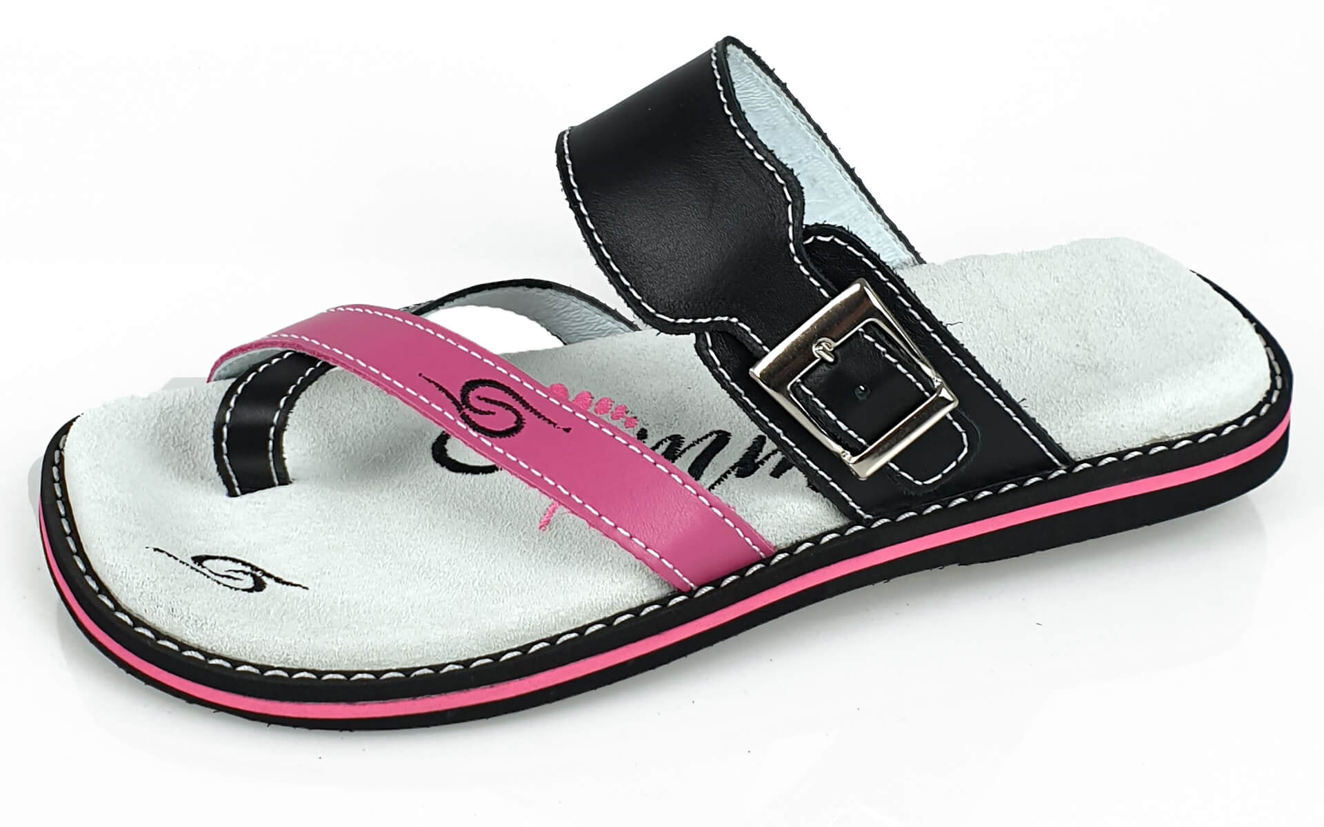 Stylish Flip-Flops 4054 in Schwarz/Rosa with adjustable strap and anatomical footbed, perfect for summer wear.