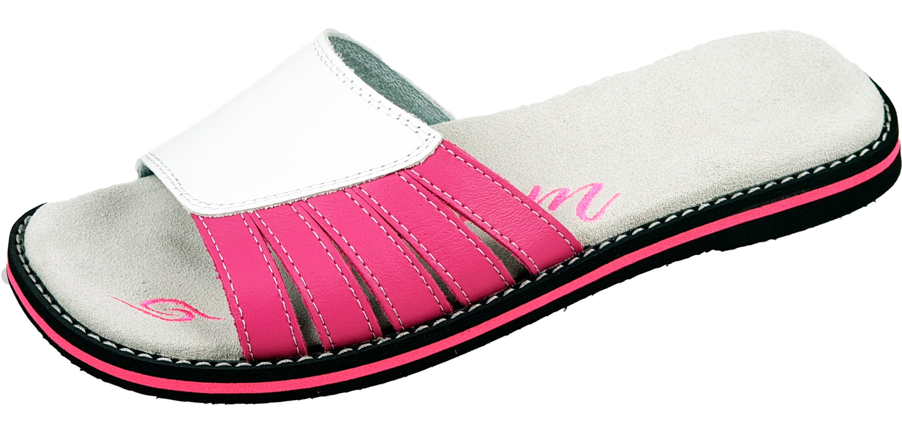 Stylish Flip-Flops 4056 in Weiss and Rosa color, featuring a leather upper and anatomical footbed for comfort.