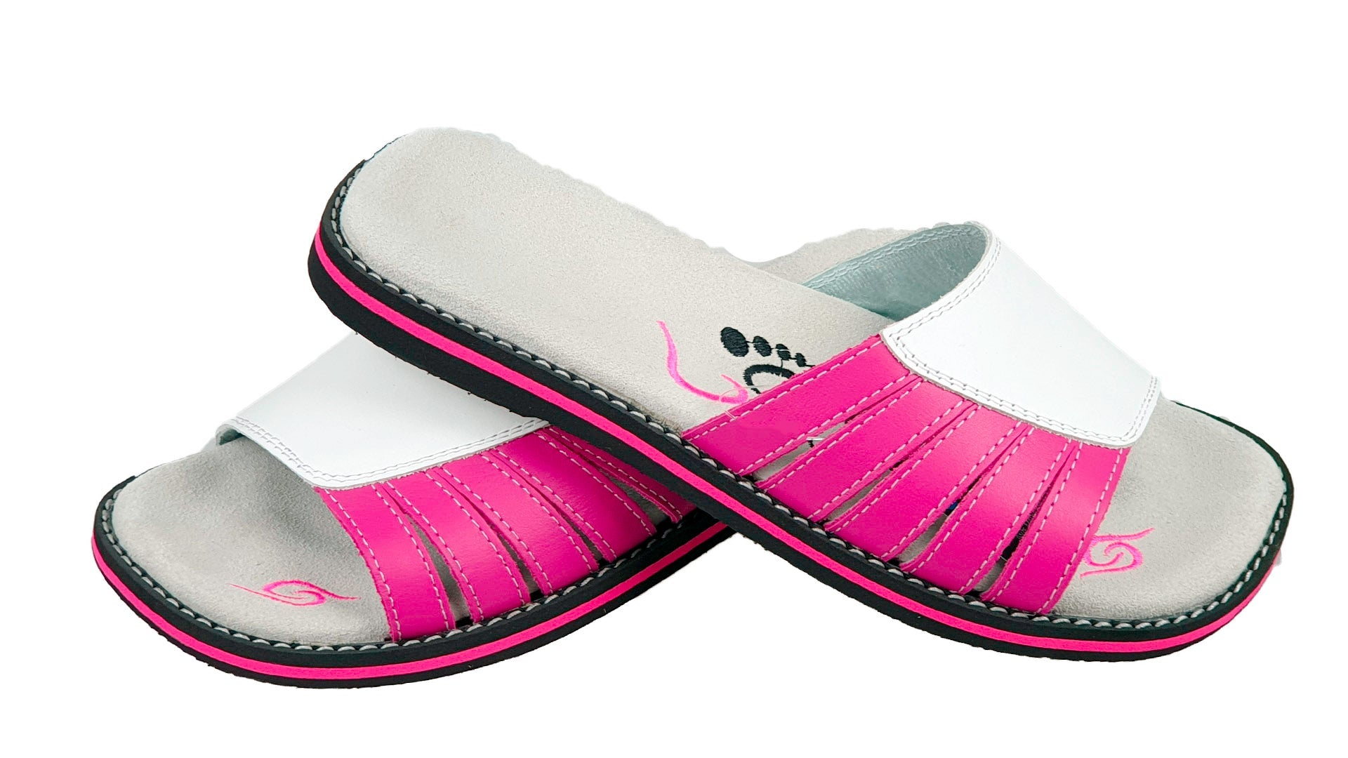 Stylish Flip-Flops 4056 in Weiss and Rosa color, featuring a leather upper and anatomical footbed for comfort.