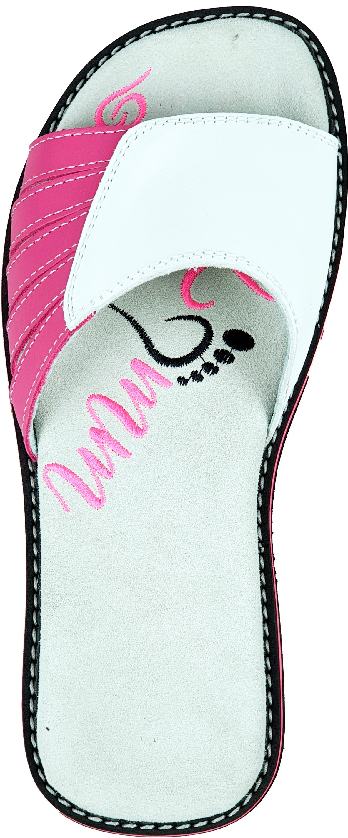 Stylish Flip-Flops 4056 in Weiss and Rosa color, featuring a leather upper and anatomical footbed for comfort.